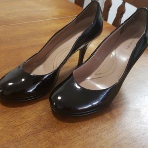 Black patent leather heels